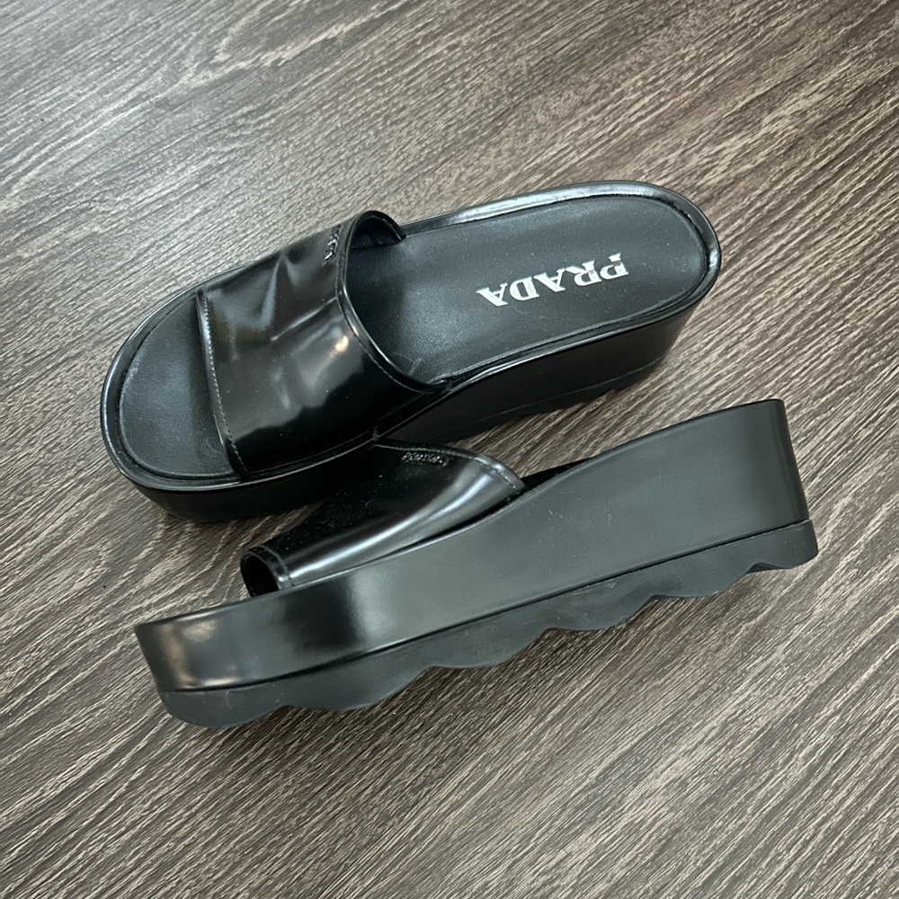 Prada wedge slides size 7 authentic